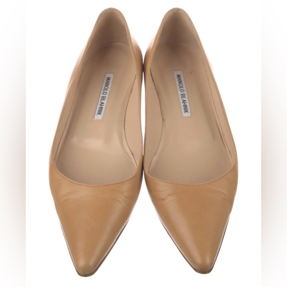 Manolo Blahnik Leather Flats - Tan - Size 38